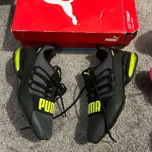Puma Black and Bright Yellow Athletic Shoes